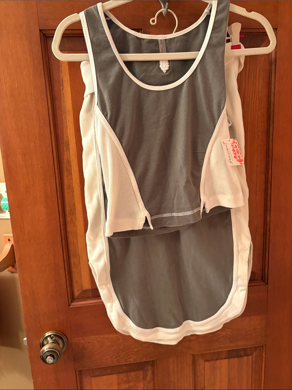 Free People olive green Contrast-Trim Tank top and skirt